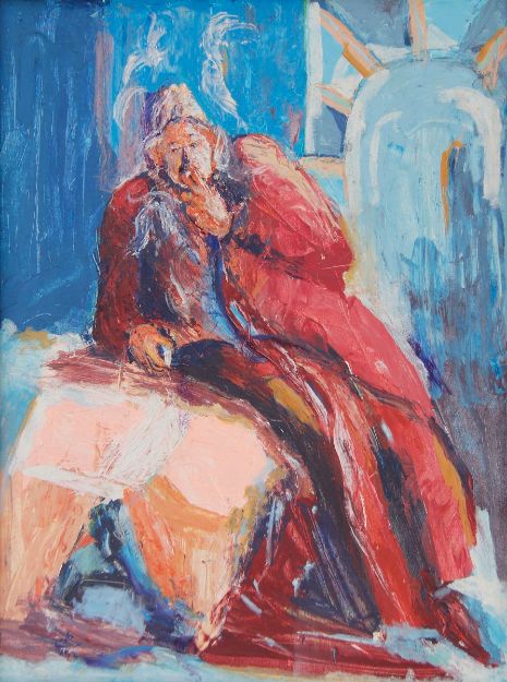 تصویر پیرمردی در قهوه خانه